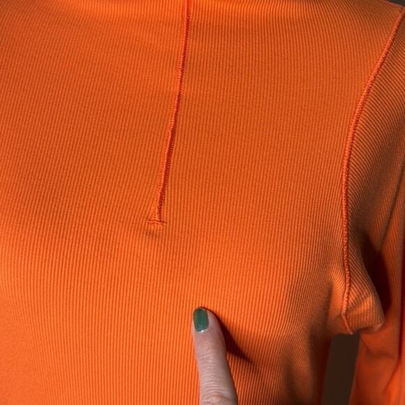 Lululemon Orange La Tight Fit Long Sleeve Mock Neck Pullover - Picture 8 of 9